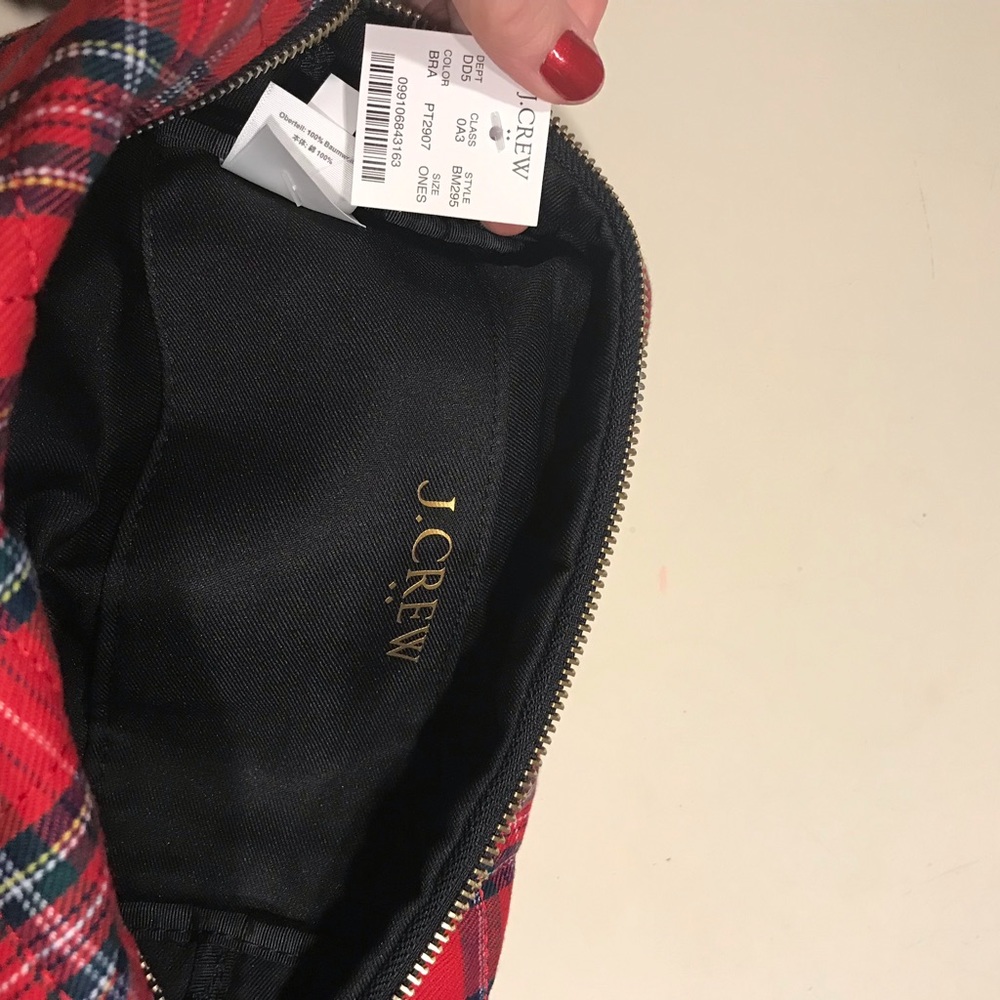 J Crew Factory Tartan Plain Cosmetics Case NWT - Picture 2 of 3